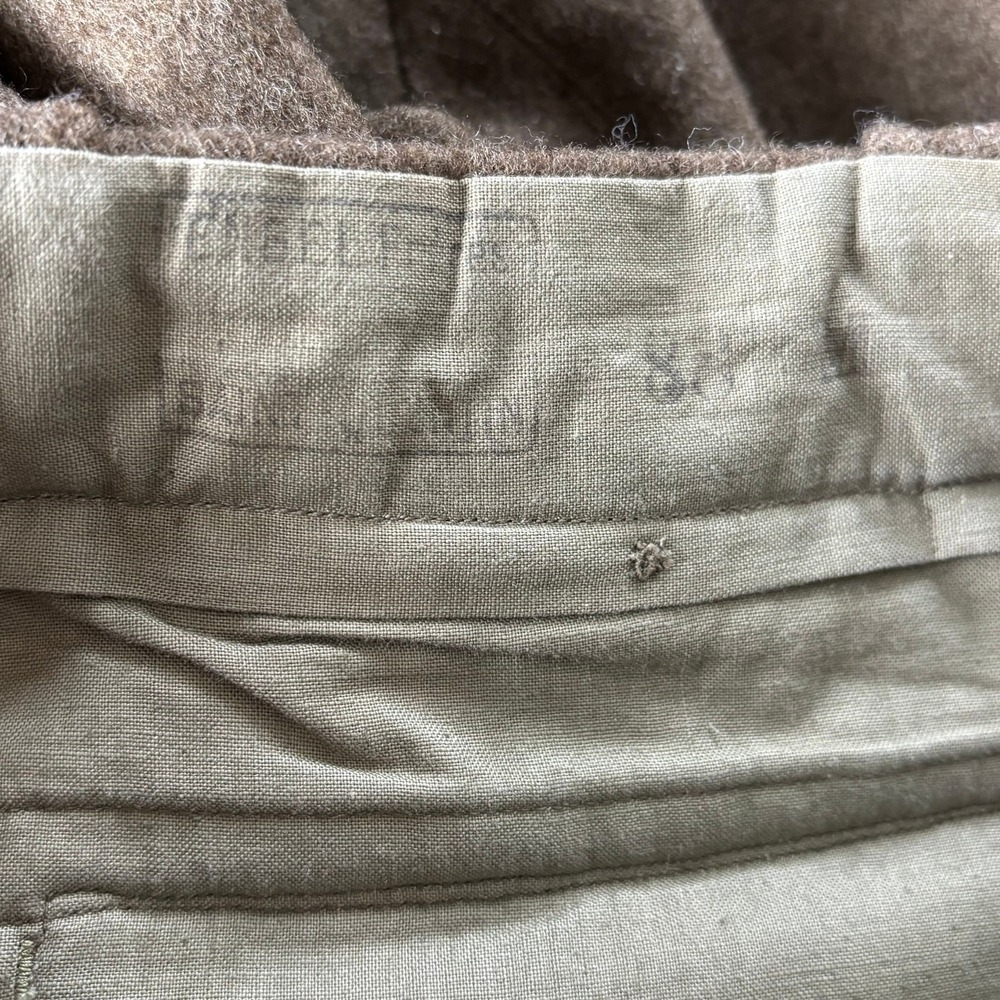 Vintage 50s French Wool Military Field Pants Trousers 32X27 Brown Cold Weather - Picture 4 of 9